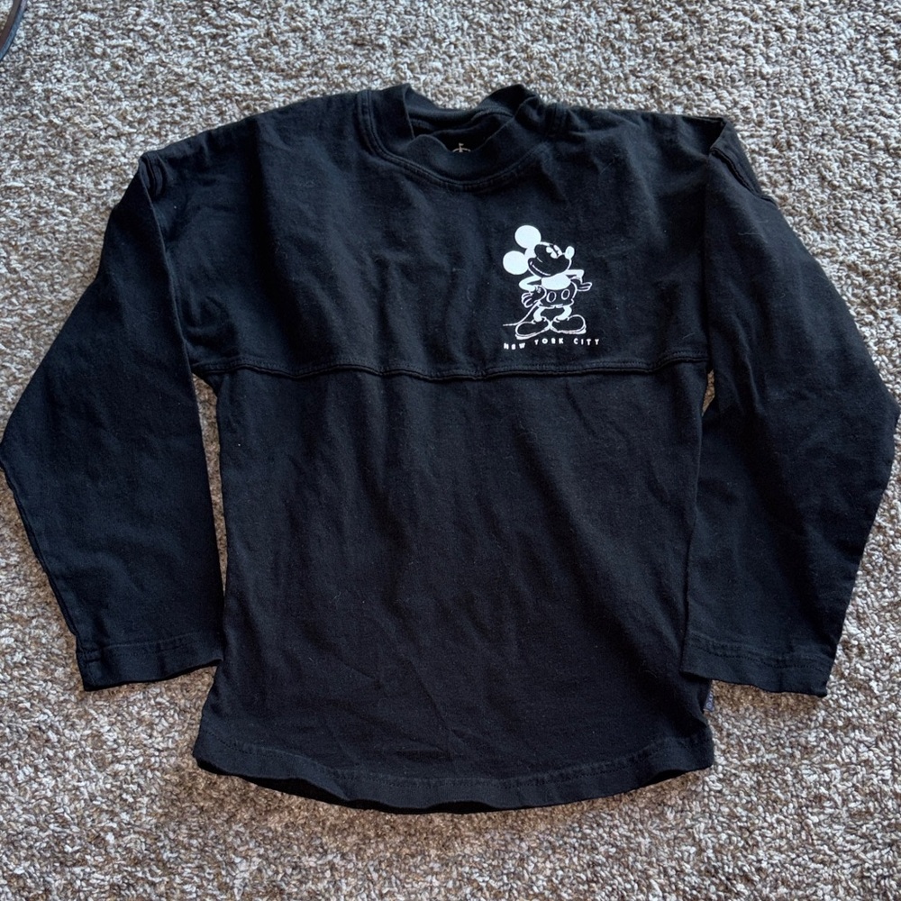 Disney Black Long-Sleeve Mickey Mouse Tee with White Graphic